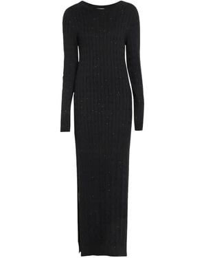 Brunello Cucinelli Cable-Knit Sequin-Embellished Maxi Dress - Black