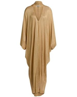 Alberta Ferretti V-Neck Split Midi Kaftan - Natural