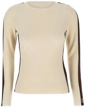 Elisabetta Franchi Ribbed side-stripe sweater - Neutro
