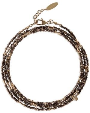Brunello Cucinelli Hematite Sterling Wrap Bracelet - Metallic
