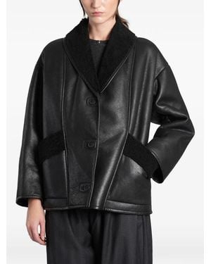 Salvatore Santoro Shearling-Trim Leather Jacket - Black