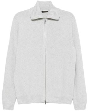 Zanone Cardigan Mit Geripptem Kragen - Weiß