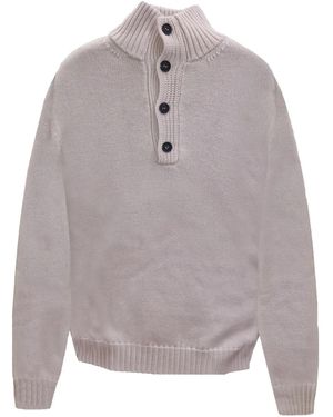 Alpha Studio High-neck button sweater - Gris
