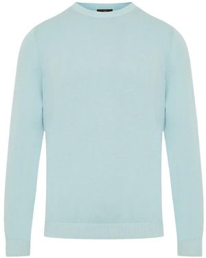 Enrico Mandelli Crew-Neck Ribbed-Trim Jumper - Blue