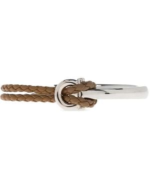 Ferragamo Gancini Braided-Leather Bracelet - White
