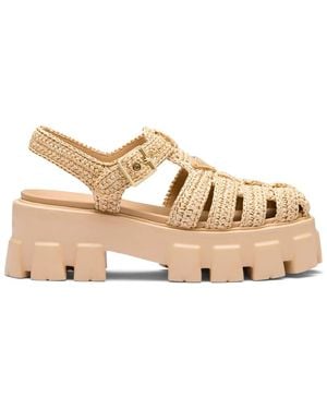 Prada ラフィア サンダル - ナチュラル