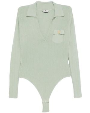 Elisabetta Franchi Ribbed-Knit Long-Sleeve Bodysuit - Green