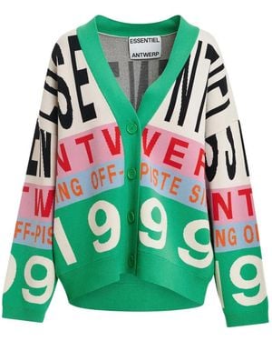 Essentiel Antwerp Kreezer Cardigan Mit Nummern - Grün