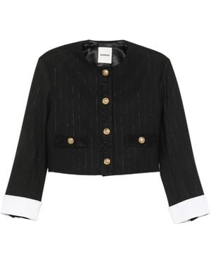 Sandro Striped Cropped Blazer - Black