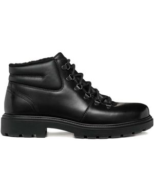Geox Lace-Up Leather Boots - Black