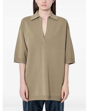 Max Mara Oversized Knit Polo T-Shirt - Natural