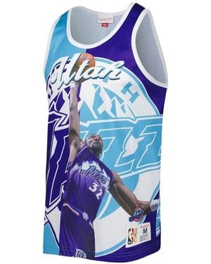Mitchell & Ness X Nba Utah Jazz Sublimated Player Karl Malone Tank Top - Blue