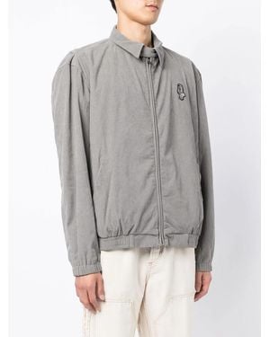 BBCICECREAM Logo-Print Zip-Up Shirt Jacket - Grey