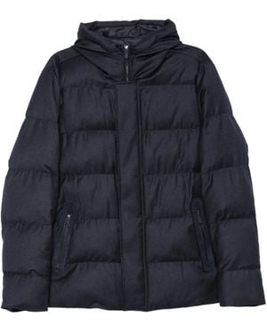 Alberto Gozzi Hooded Quilted Wool Jacket - Blue