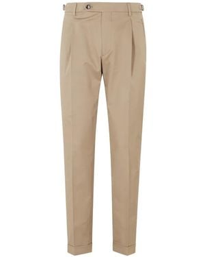 Berwich Pleated-Detail Turn-Up Trousers - Natural