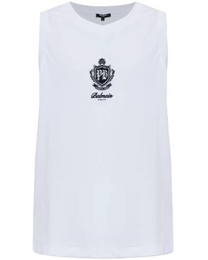 Balmain Logo Vest - White