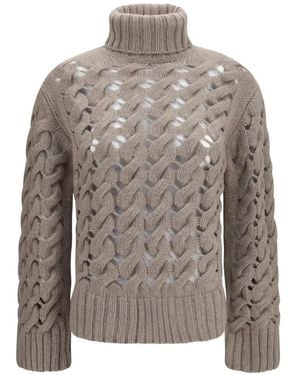 P.A.R.O.S.H. Perforated Turtleneck Sweater - Gray