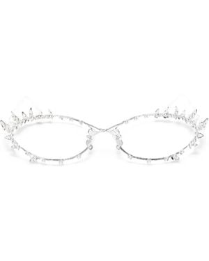 YVMIN Crystal-Embellished Cat-Eye Sunglasses - White