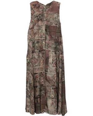 Ziggy Chen Midikleid Mit Abstraktem Print - Braun