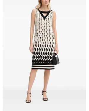 Joseph Ribkoff Geometric-Print Cutout Midi Dress - White