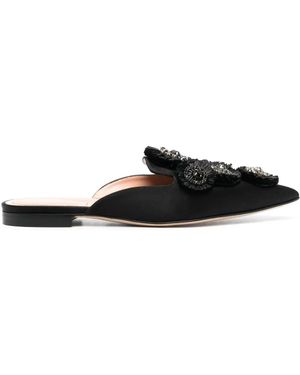 Alberta Ferretti Rhinestone-Embellished Pointed-Toe Mules - Black