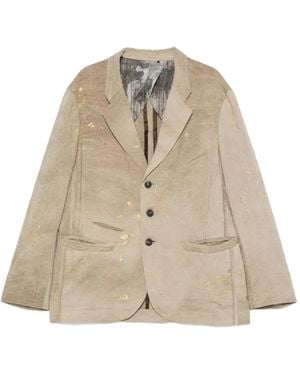 Ziggy Chen Blazer À Revers Crantés - Natural