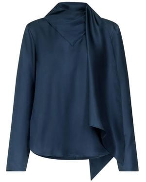 Loulou de Saison Gala Silk-Twill Blouse - Blue