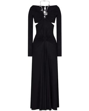 Rabanne Chain-Detail Draped Long Dress - Black