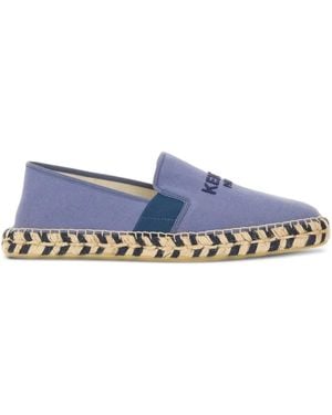 KENZO Embroidered-Logo Cotton Espadrilles - Blue