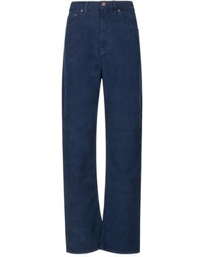 Victoria Beckham Corduroy-Effect Logo-Patch Jeans - Blue