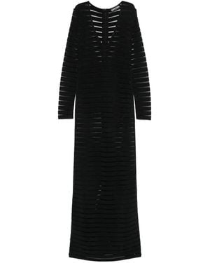 David Koma V-Neck Openwork Maxi Dress - Black