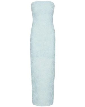 green emerald velvet dress Rent Rotate Floral Strapless Mesh Maxi Dress
