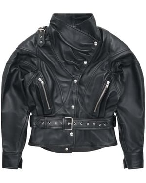 VAQUERA Belted Asymmetric-Zip Jacket - Gray