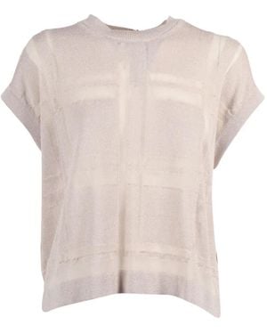 Peserico Check-Pattern Metallic-Thread Top - Pink