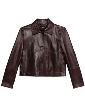 Arma Emy Button-Fastening Lambskin Leather Jacket - Brown