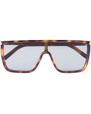 Saint Laurent Mask Tortoiseshell-Effect Sunglasses - Blue