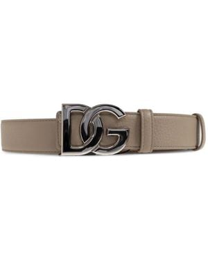 Dolce & Gabbana Dg-Logo Leather Belt - White
