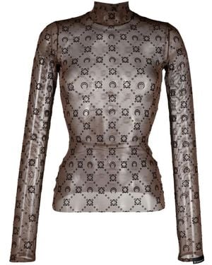 Marine Serre Regenerated Moonogram Mesh Top - Brown