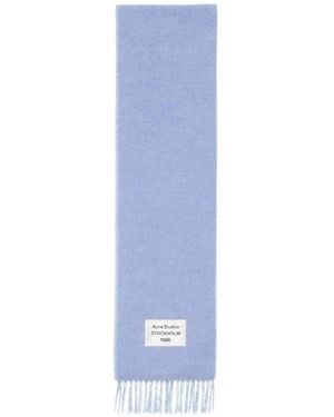 Acne Studios Fringed Logo Scarf - Blue