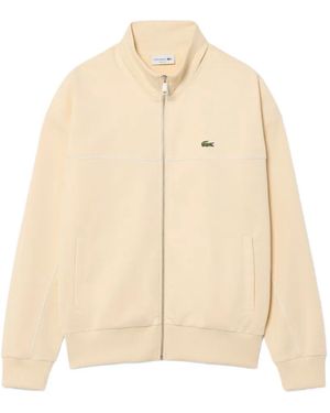Lacoste Pull Zippé À Patch Logo - Natural