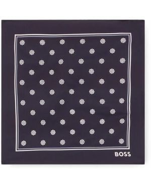 BOSS Geometric-Print Pocket Square - Blue