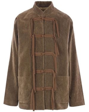 Uma Wang Jacke aus Samt mit Knebelverschlüssen - Braun