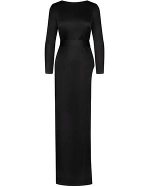 Maison Close Satin V-Back Maxi Dress - Black