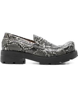 Charles Jeffrey Snakeskin-Effect Loafers - Grey