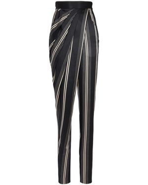 Balmain Pantaloni drappeggiati in raso di seta - Nero