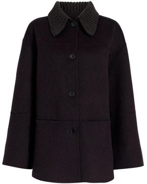 Proenza Schouler Lisa Knitted-Collar Coat - Black