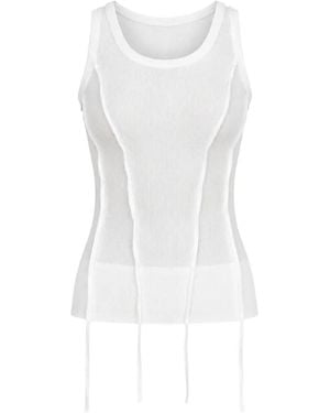 Masnada Chiffon-Insert Panelled Tank Top - White