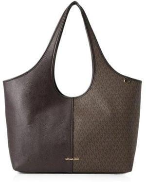 Michael Kors Henly Large Signature Logo And Textured Tote Bag - Brown