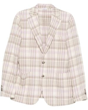 Manuel Ritz Nuvola Check-Pattern Jacket - Natural