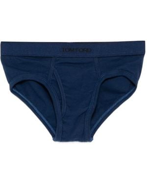 Tom Ford Logo-Waistband Jersey Briefs - Blue